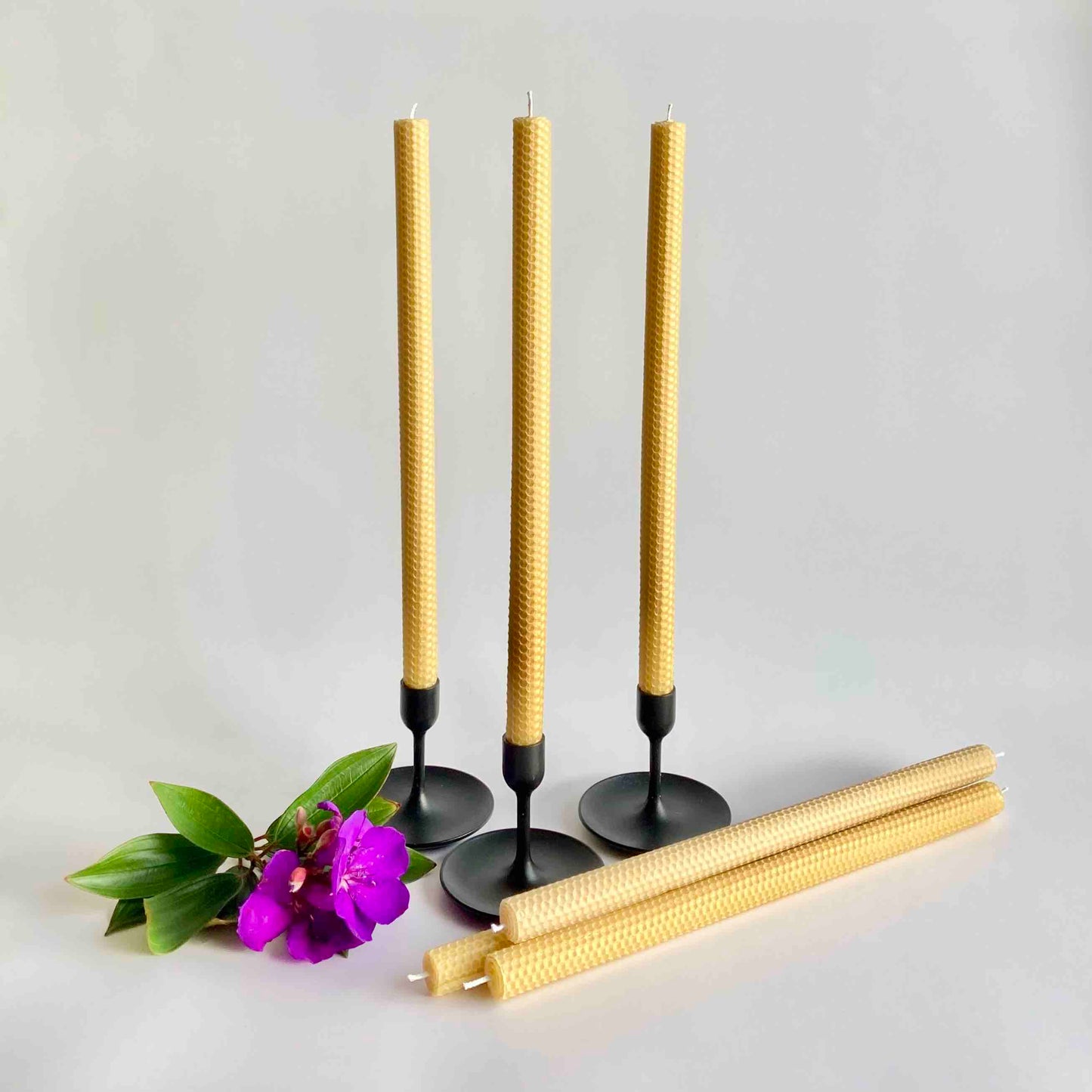 Beeswax candlesticks